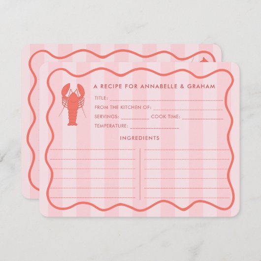 Rosa Hummer Doodle Brautparty Rezept Karte (Vorne/Hinten)