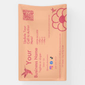 Rosa Hummingbird Logo QR Code Peach Fuss Business Banner (Vertikal)