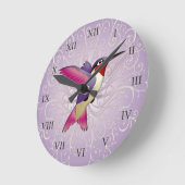 Rosa Hummingbird Runde Wanduhr (Winkel)