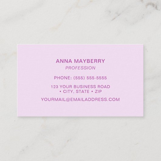 Rosa Hummingbird Visitenkarte (Rückseite)