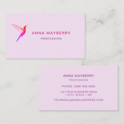 Rosa Hummingbird Visitenkarte (Vorne/Hinten)