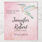 Rosa Hummingbird Wasserfarbenprägung Weinsiegel Weinetikett (Einzelnes Label)