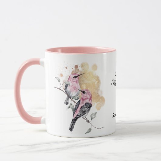 Rosa Hummingbirds Day Tasse (Links)