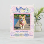Rosa Hund Geburtstagsparty Einladung (Stehend Vorderseite)