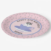 Rosa Hund Geburtstagsparty Teller (Schrägansicht)