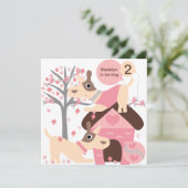 Rosa Hündchen-kundenspezifische Einladung (Stehend Vorderseite)