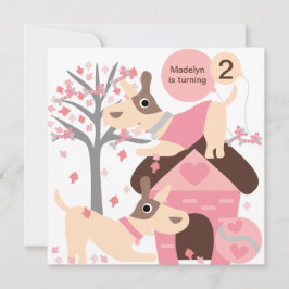 Rosa Hündchen-kundenspezifische Einladung