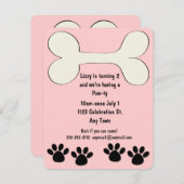 Rosa Hündchen-Thema-Geburtstags-Einladung Einladung (Vorne/Hinten)