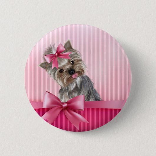 Rosa Hündchen Yorkshire-Terrier Prinzessin-Yorkie Button (Vorderseite)