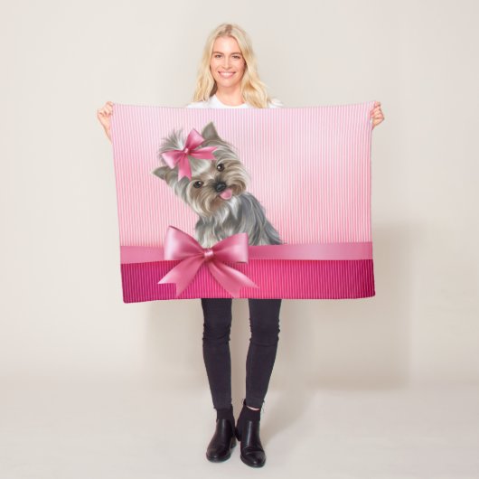 Rosa Hündchen Yorkshire-Terrier Prinzessin-Yorkie Fleecedecke (Beispiel)