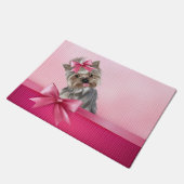 Rosa Hündchen Yorkshire-Terrier Prinzessin-Yorkie Fußmatte (Schrägansicht)