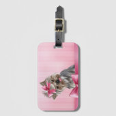 Rosa Hündchen Yorkshire-Terrier Prinzessin-Yorkie Gepäckanhänger (Vorderseite Vertikal)