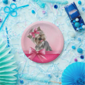 Rosa Hündchen Yorkshire-Terrier Prinzessin-Yorkie Pappteller (Party)