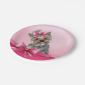 Rosa Hündchen Yorkshire-Terrier Prinzessin-Yorkie Pappteller (Schrägansicht)