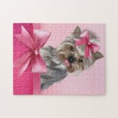 Rosa Hündchen Yorkshire-Terrier Prinzessin-Yorkie Puzzle (Horizontal)