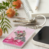 Rosa Hündchen Yorkshire-Terrier Prinzessin-Yorkie Schlüsselanhänger (Vorderseite rechts)