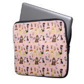 Rosa Hundemuster. Laptopschutzhülle (Vorderseite Links)