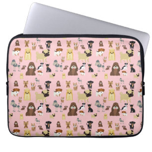 Rosa Hundemuster. Laptopschutzhülle