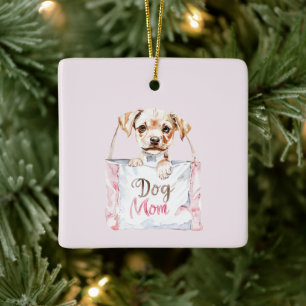 Rosa Hundemutter-Tasche Keramikornament