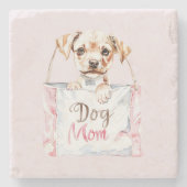 Rosa Hundemutter-Tasche Steinuntersetzer (Vorderseite)