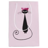 Rosa Hut-Miezekatze-Katze Mittlere Geschenktüte (Vorderseite)