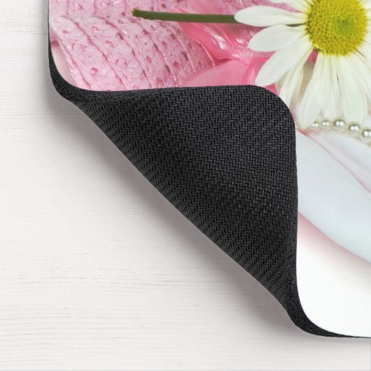 Rosa Hut und weiße Handschuhe Mousepad (Ecke)