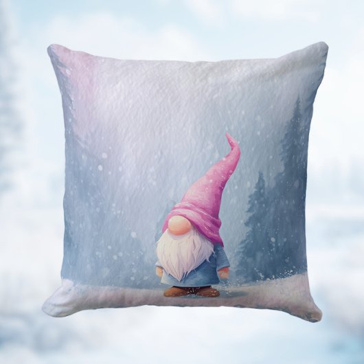 Rosa Hut Winter Gnom Kissen