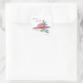 Rosa-Hutkleber Quadratischer Aufkleber (Tasche)