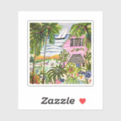 Rosa Hütte an der Bucht I Aufkleber (Blatt)