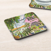 Rosa Hütte an der Bucht I Getränkeuntersetzer (Linke Seite)