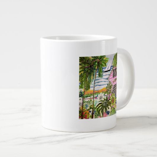 Rosa Hütte an der Bucht I Jumbo-Tasse (Vorderseite Rechts)