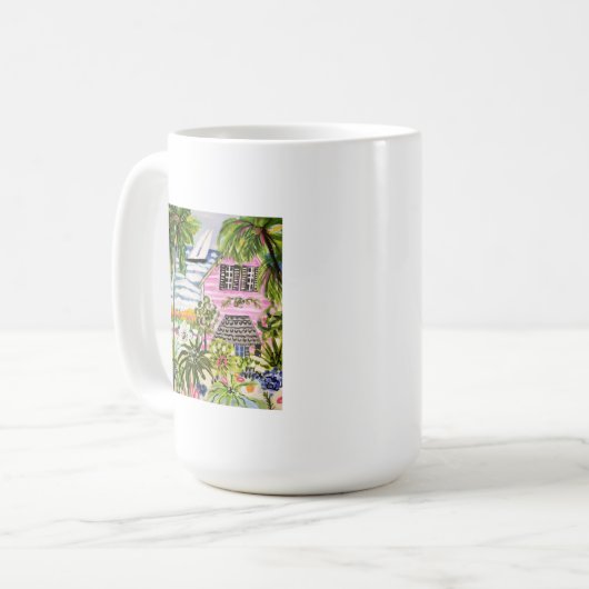 Rosa Hütte an der Bucht I Kaffeetasse (Vorderseite Links)