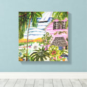 Rosa Hütte an der Bucht I Leinwanddruck (Insitu (Holzboden))