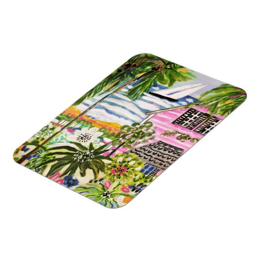 Rosa Hütte an der Bucht I Magnet (Linke Seite)