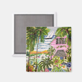 Rosa Hütte an der Bucht I Magnet (Vorderseite/Rückseite)