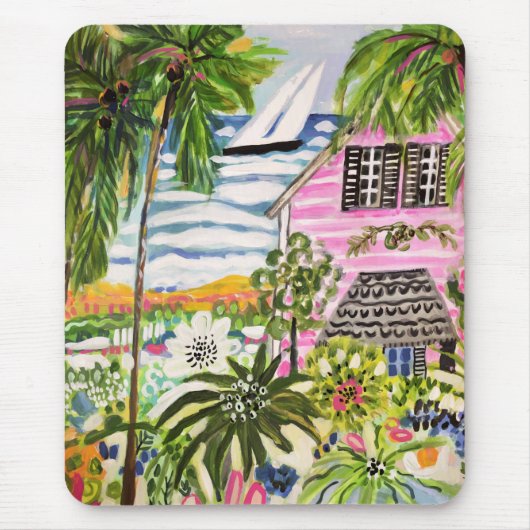 Rosa Hütte an der Bucht I Mousepad (Vorne)