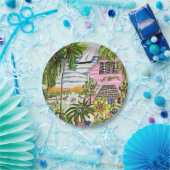 Rosa Hütte an der Bucht I Pappteller (Party)