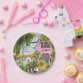 Rosa Hütte an der Bucht I Pappteller (Party)