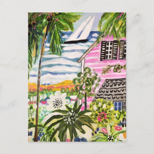 Rosa Hütte an der Bucht I Postkarte (Vorderseite)