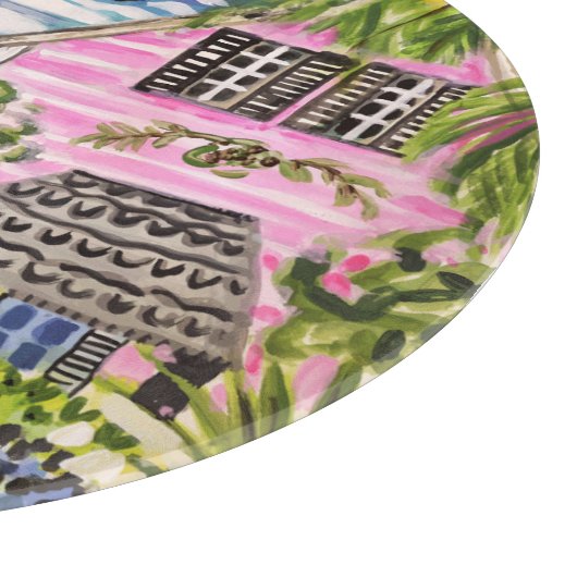 Rosa Hütte an der Bucht I Schneidebrett (Ecke)