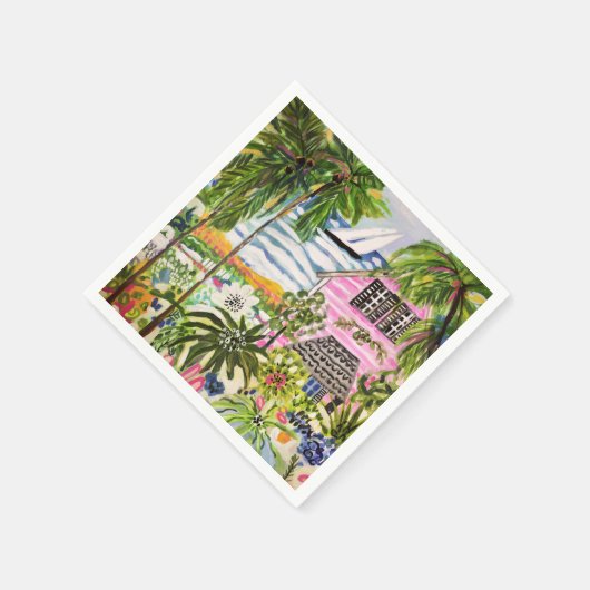 Rosa Hütte an der Bucht I Serviette (Ecke)