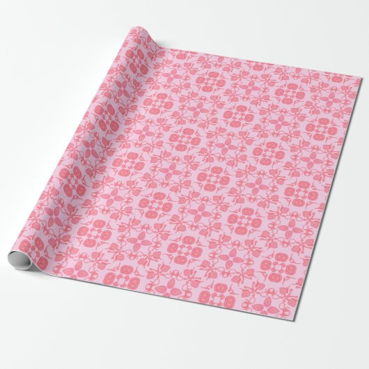 Rosa Hütte Blumenblättriges Wrapping Paper Geschenkpapier (Ungerollt)