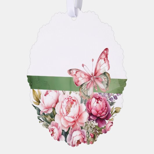 Rosa Hütte Blumenpapier-Ornament-Karte Ornament Karte (Links)