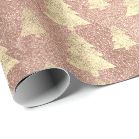 Rosa Hütte Gold Blush Weihnachtsbaum Kupfer Geschenkpapier (Rolleneckpunkt)