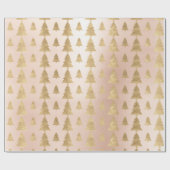 Rosa Hütte Gold Weihnachtsbaum Minimal Geschenkpapier (Flach)