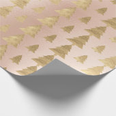Rosa Hütte Gold Weihnachtsbaum Minimal Geschenkpapier (Ecke)