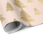 Rosa Hütte Gold Weihnachtsbaum Minimal Geschenkpapier<br><div class="desc">Holidays Moderne Wrap mit metallischer Pulverstruktur mit minimalistischem Weihnachtsbaum dekoriert.</div>