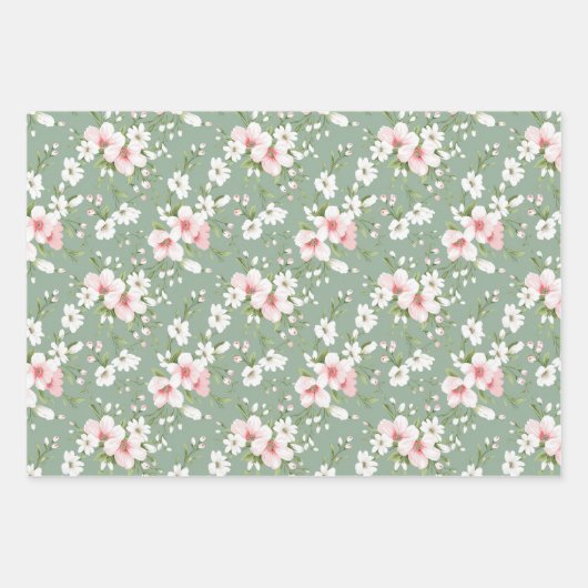 Rosa Hütte Grün im Hintergrund Geschenkpapier Set (Vorderseite 2)