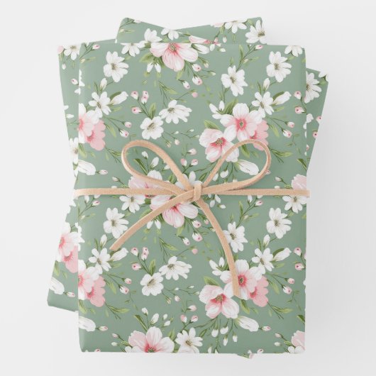 Rosa Hütte Grün im Hintergrund Geschenkpapier Set (Beispiel)