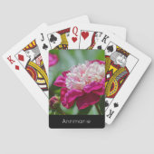 Rosa Hütte Peony Garden Blume mit Text Spielkarten (Rückseite)